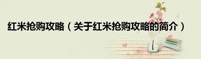 红米抢购攻略（关于红米抢购攻略的简介）