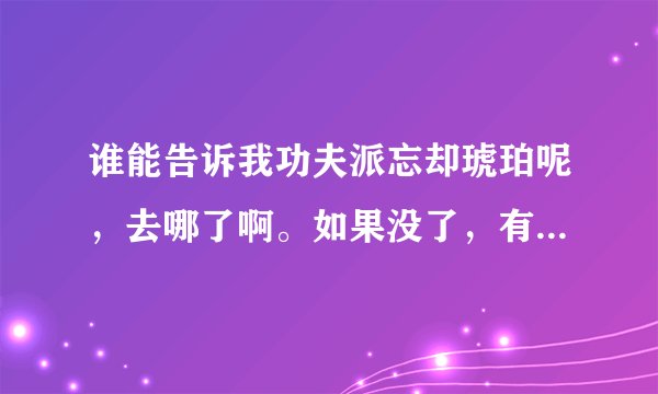 谁能告诉我功夫派忘却琥珀呢,去哪了啊。如果没了,有什么50级以上的任务得