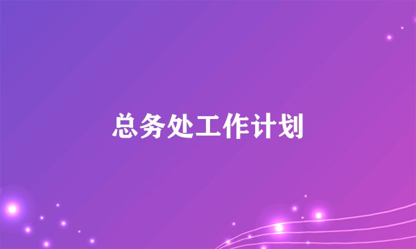 总务处工作计划
