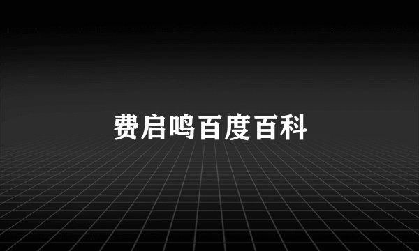 费启鸣百度百科