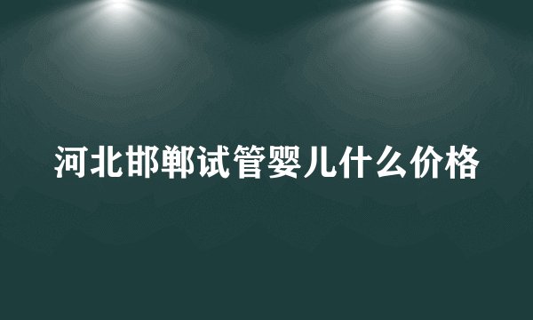 河北邯郸试管婴儿什么价格