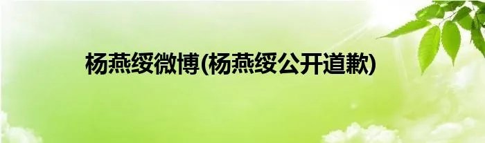 杨燕绥微博(杨燕绥公开道歉)