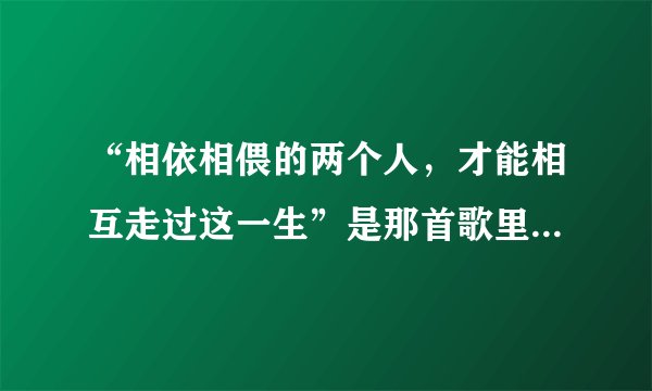 “相依相偎的两个人,才能相互走过这一生”是那首歌里面的歌词??