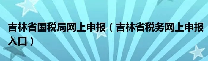 吉林省国税局网上申报（吉林省税务网上申报入口）