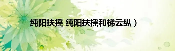 纯阳扶摇 纯阳扶摇和梯云纵）