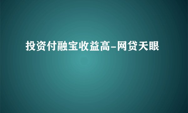 投资付融宝收益高-网贷天眼