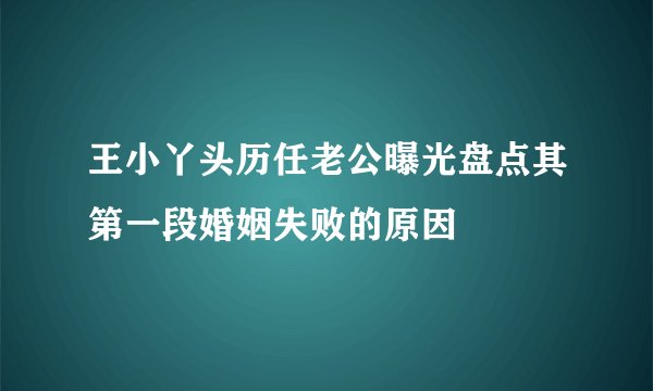 王小丫头历任老公曝光盘点其第一段婚姻失败的原因