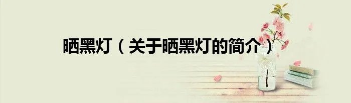 晒黑灯（关于晒黑灯的简介）