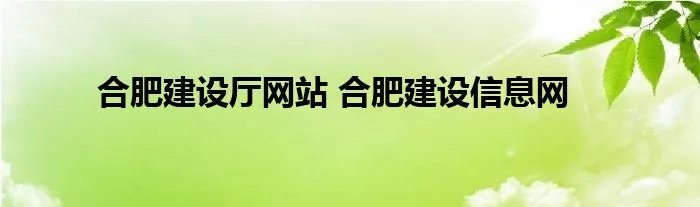 合肥建设厅网站 合肥建设信息网