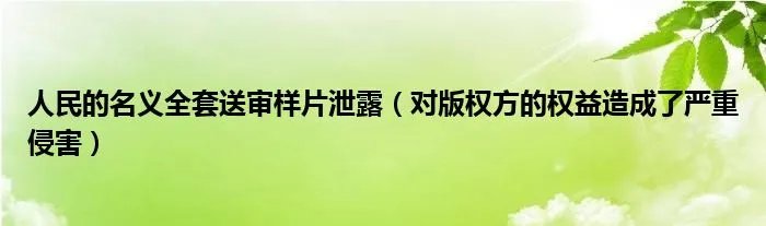 人民的名义全套送审样片泄露(对版权方的权益造成了严重侵害)