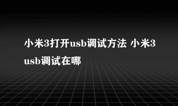 小米3打开usb调试方法 小米3usb调试在哪
