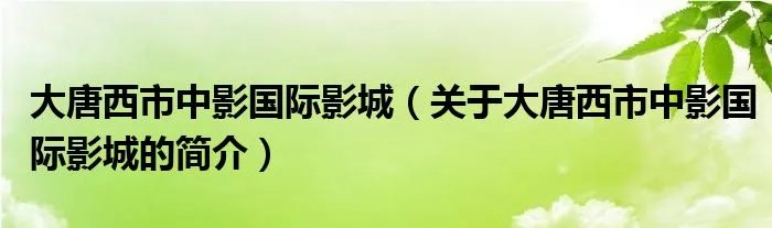 大唐西市中影国际影城（关于大唐西市中影国际影城的简介）