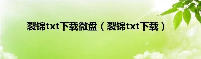 裂锦txt下载微盘（裂锦txt下载）