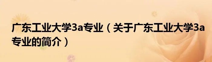 广东工业大学3a专业（关于广东工业大学3a专业的简介）