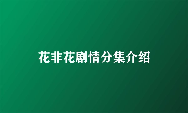 花非花剧情分集介绍
