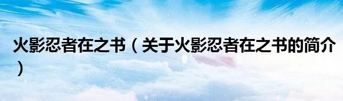 火影忍者在之书（关于火影忍者在之书的简介）