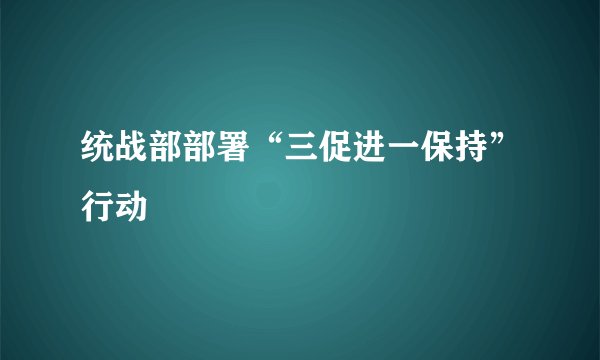 统战部部署“三促进一保持”行动