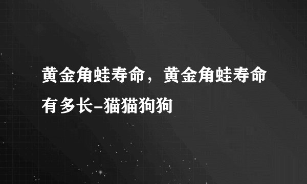 黄金角蛙寿命，黄金角蛙寿命有多长-猫猫狗狗