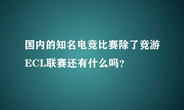 国内的知名电竞比赛除了竞游ECL联赛还有什么吗？