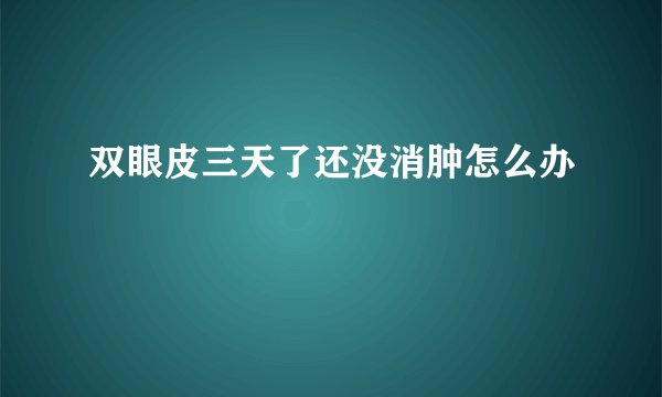 双眼皮三天了还没消肿怎么办