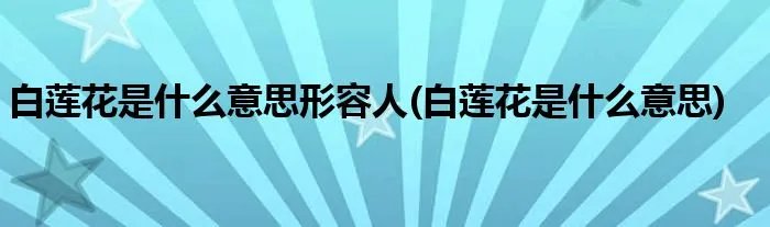 白莲花是什么意思形容人(白莲花是什么意思)