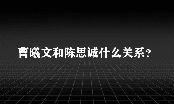 曹曦文和陈思诚什么关系？