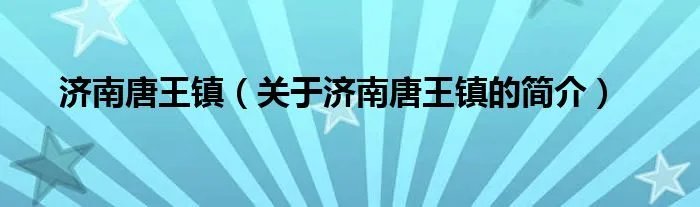 济南唐王镇（关于济南唐王镇的简介）
