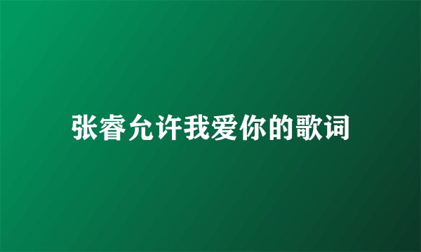 张睿允许我爱你的歌词