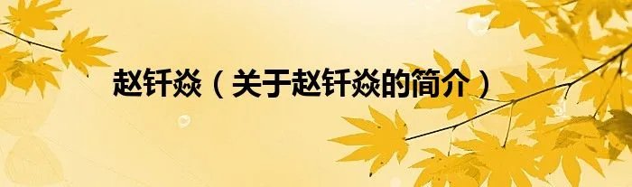 赵钎焱（关于赵钎焱的简介）