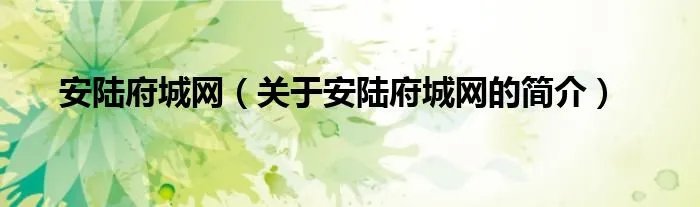 安陆府城网（关于安陆府城网的简介）