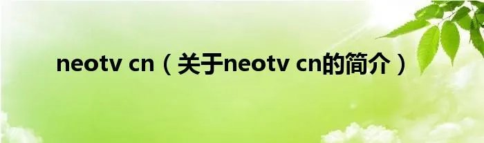 neotv cn（关于neotv cn的简介）