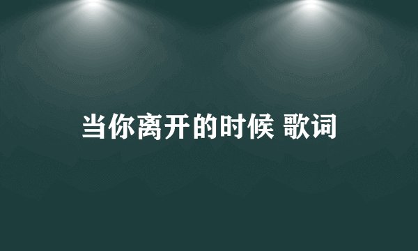 当你离开的时候 歌词