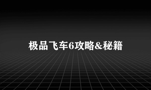 极品飞车6攻略&秘籍