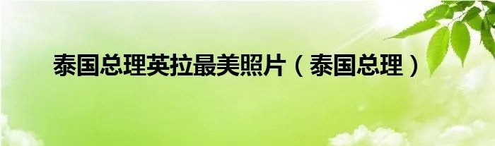 泰国总理英拉最美照片（泰国总理）