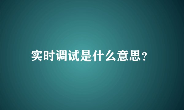 实时调试是什么意思？