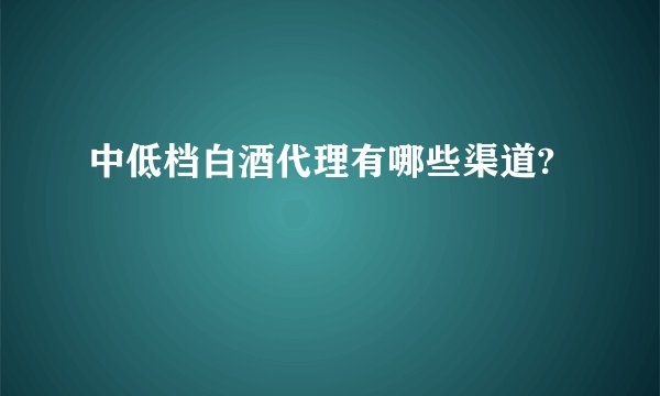 中低档白酒代理有哪些渠道?