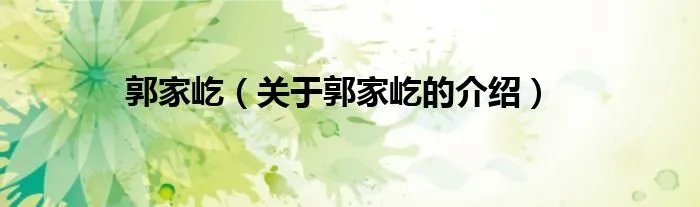 郭家屹（关于郭家屹的介绍）