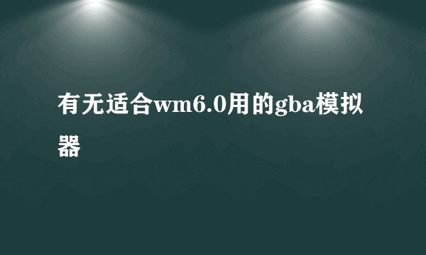 有无适合wm6.0用的gba模拟器