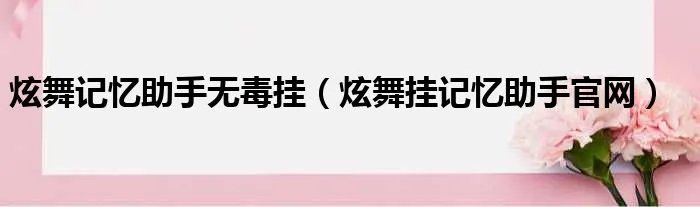 炫舞记忆助手无毒挂（炫舞挂记忆助手官网）