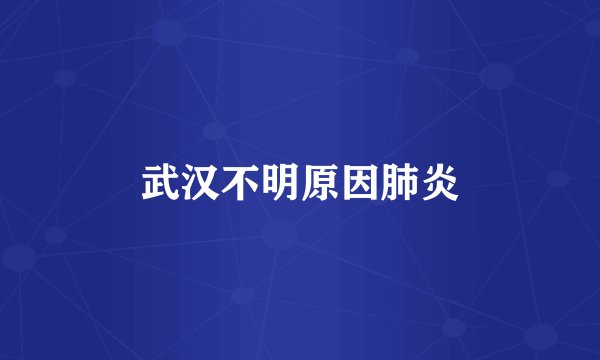 武汉不明原因肺炎