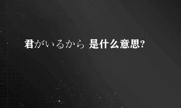 君がいるから 是什么意思?