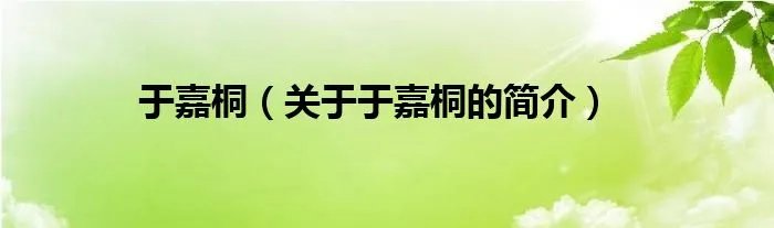 于嘉桐（关于于嘉桐的简介）