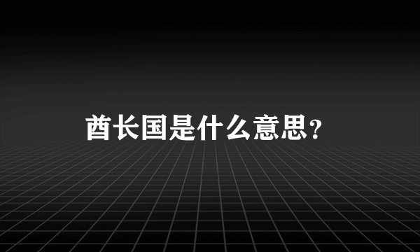 酋长国是什么意思？