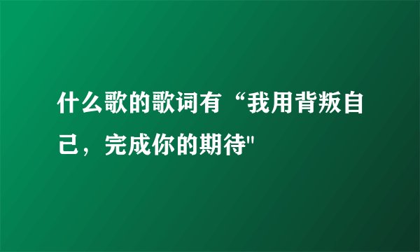 什么歌的歌词有“我用背叛自己，完成你的期待