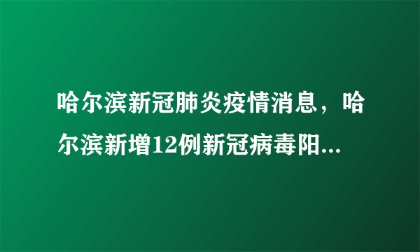 哈尔滨新冠肺炎疫情消息,哈尔滨新增12例新冠病毒阳性感染者活动轨迹