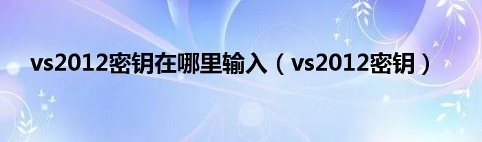 vs2012密钥在哪里输入（vs2012密钥）