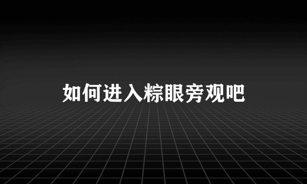 如何进入粽眼旁观吧