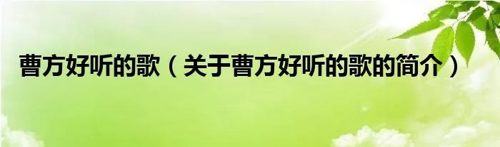 曹方好听的歌（关于曹方好听的歌的简介）