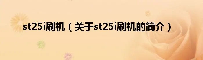 st25i刷机(关于st25i刷机的简介)