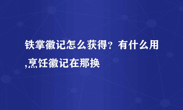 铁掌徽记怎么获得?有什么用,烹饪徽记在那换